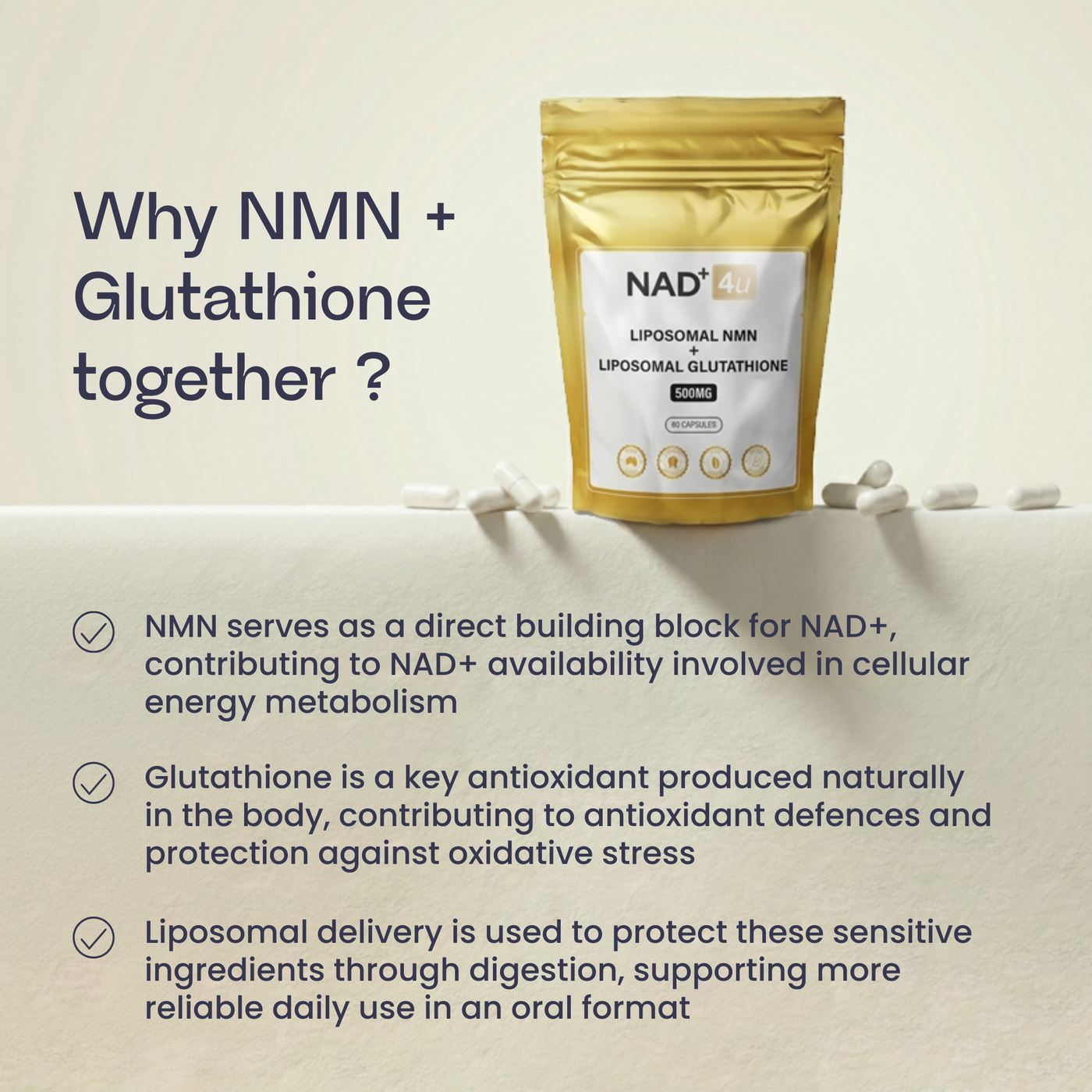 Liposomal NMN + Glutathione Supplement Liposomal NMN + Glutathione Supplement